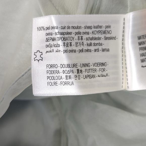 ZARA New Size S 100% REAL SHEEP‎ LEATHER Skirt Limited Edition SILK Light Green - Picture 15 of 16